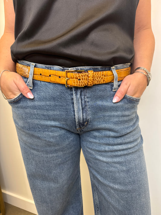 Narrow Semi Formal Croc Print Belt