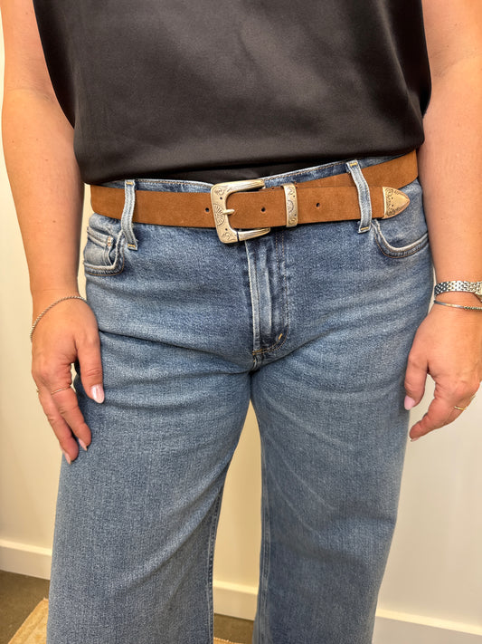 Narrow Casual Suede Belt
