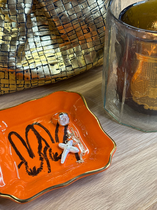 Bunny Portrait Plate With Hand-Painted Gold Rim