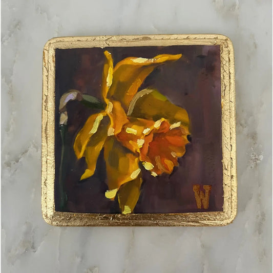Art Print on 4x4 Wood Block, Gold Edge