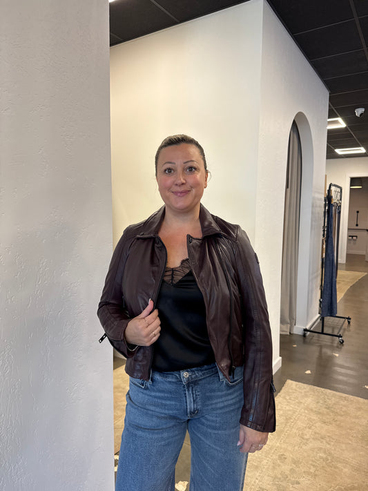 Bita Crop Moto Leather Jacket