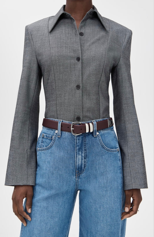 Narrow Soft Grained Calf Leather Belt