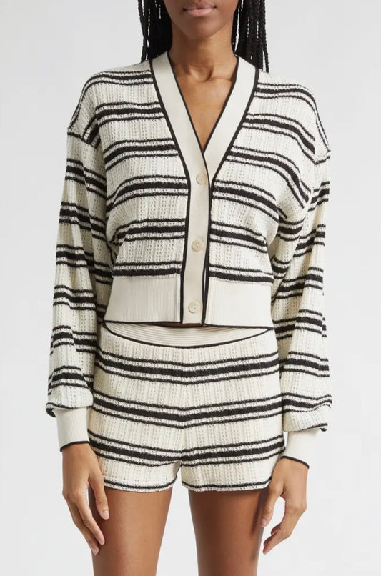 Romy Striped Knit Cropped Cardigan