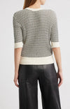 Stripe V-Neck Short Sleeve Sweater