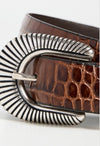 Narrow Western Mock Croc Belt