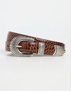 Narrow Western Mock Croc Belt