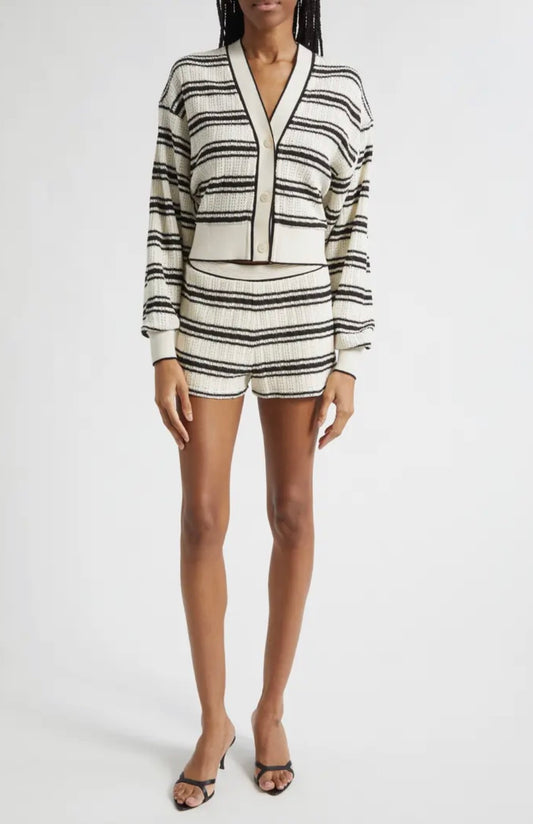 Romy Striped Knit Cropped Cardigan
