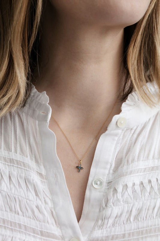 Mini Cross Turquoise Necklace