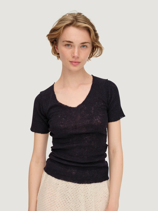 Barbara V-Neck Short Sleeve Top