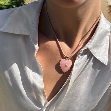 Malene Pink Jade Heart Bail Charm