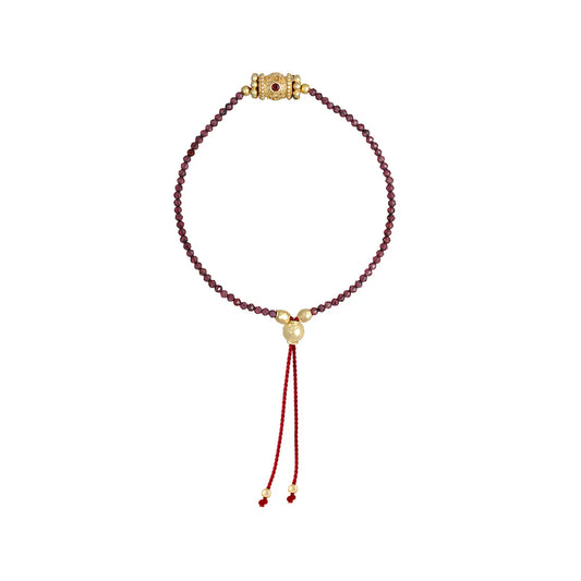 Yuvi Rakhi Garnet Bead Bracelet
