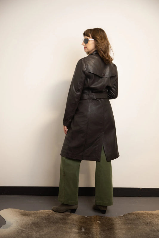 Leah Classic Leather Trench Coat