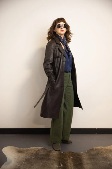 Leah Classic Leather Trench Coat
