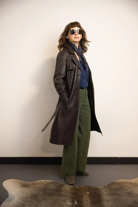 Leah Classic Leather Trench Coat