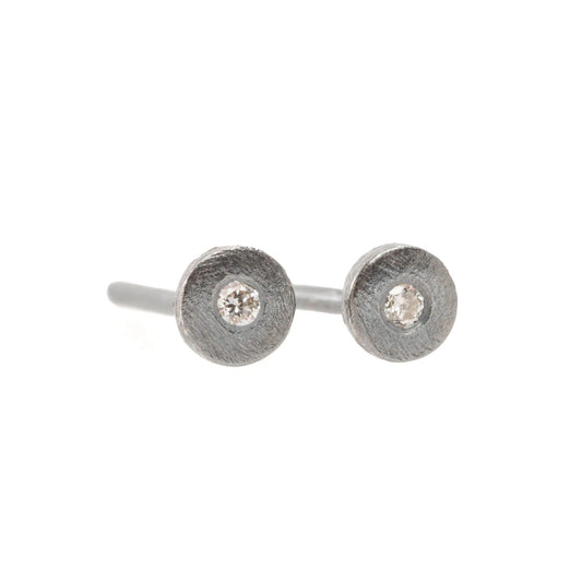 Petite Silver + Diamond Studs