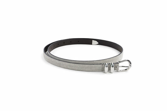 Skinny Double Fastener Leather Belt