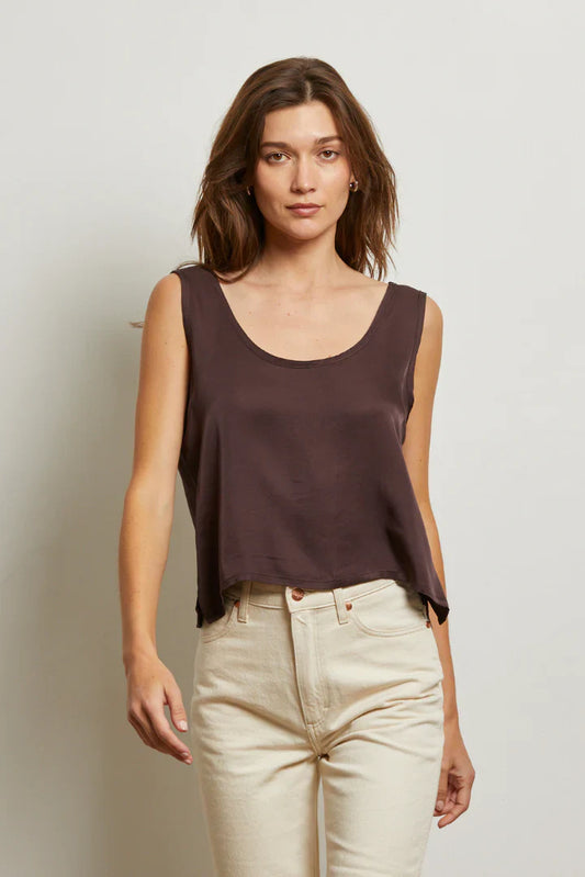Silvie Satin Scoop Neck Tank