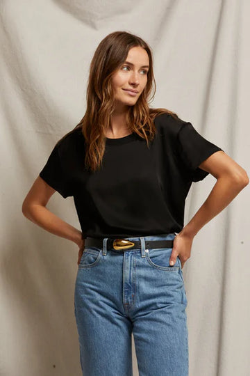 Delphine Satin Crewneck Tee