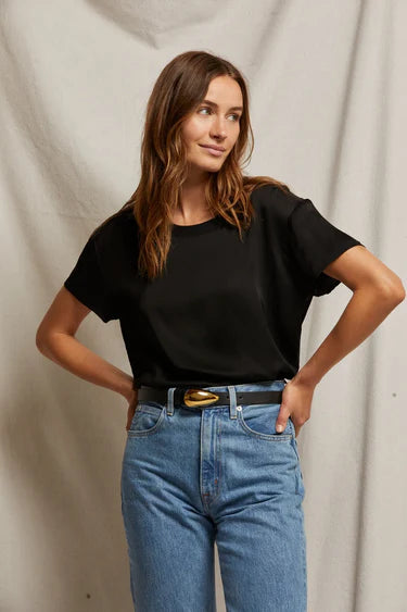 Delphine Satin Crewneck Tee