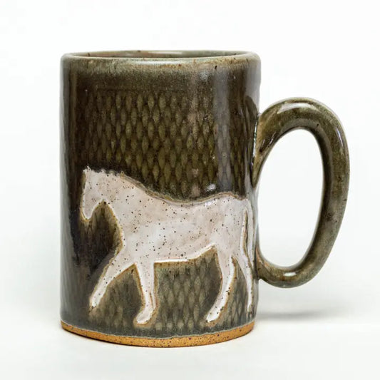 White Squirrel Clayworks White Horse Ceramic Mug
