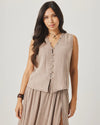 Ava Gauze Button Tank