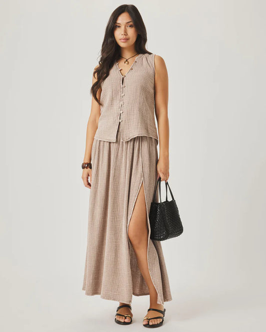 Ava Gauze Button Tank