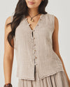 Ava Gauze Button Tank