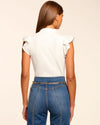 Monroe Cotton Knit Combo Flutter Sleeve Top