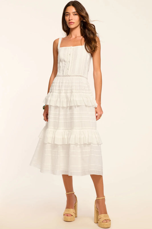 Daria Embroidered Voile Midi Dress