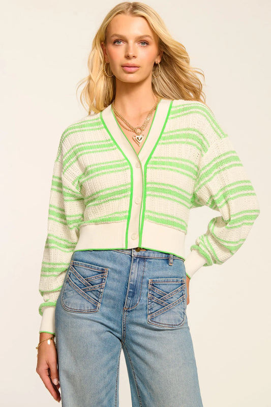 Romy Striped Knit Cropped Cardigan