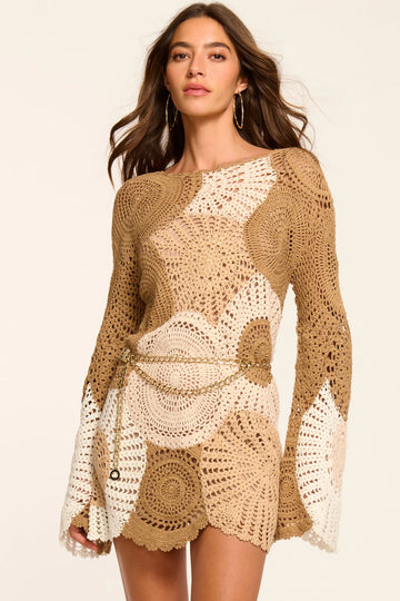 Carina Crochet Colorblock Mini Dress