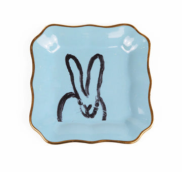Bunny Portrait Plate With Hand-Painted Gold Rim
