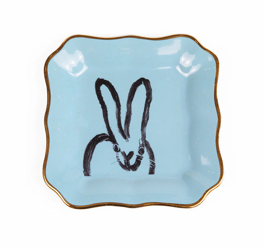 Bunny Portrait Plate With Hand-Painted Gold Rim